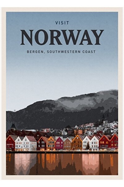 Universal Vizitați Norvegia Tablou decorativ din lemn cu poster