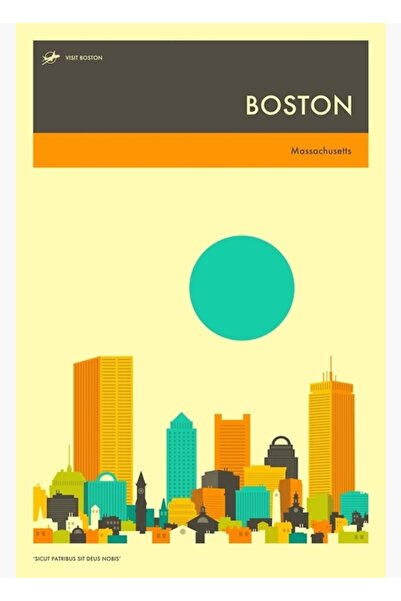 Universal Διακοσμητική ξύλινη αφίσα ταξιδιού Βοστώνης