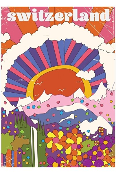 Universal Poster decorativ din lemn pentru călătorii în munte în stil elvețian