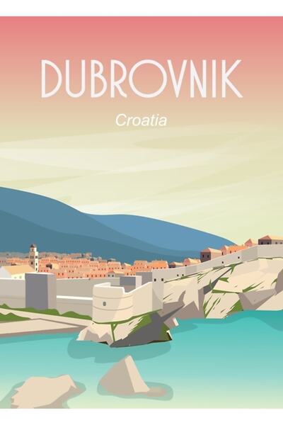Universal Διακοσμητική ξύλινη αφίσα ταξιδιού στο Ντουμπρόβνικ, Κροατία