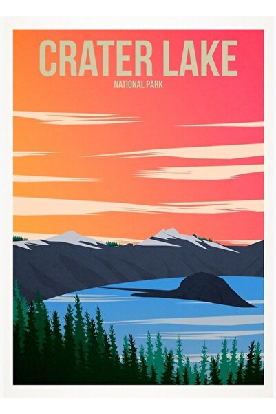 Universal Επιτραπέζια ξύλινη διακοσμητική αφίσα του Εθνικού Πάρκου Κρατήρα Λί...