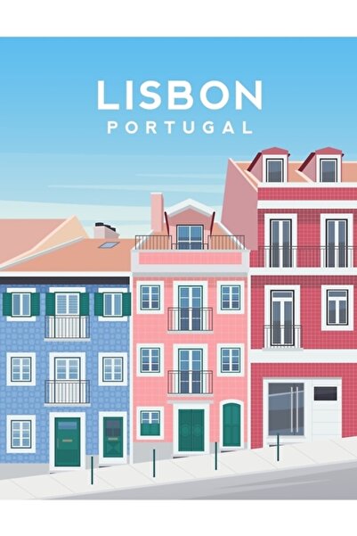 Universal Κινεζικά Σπίτια της Λισαβόνας, Πορτογαλία Ζωγραφική Ξύλινη Αφίσα Δι...