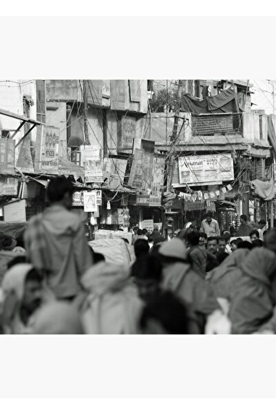 Universal Διακοσμητική ξύλινη αφίσα με σχέδιο της αγοράς του δρόμου του Δελχί