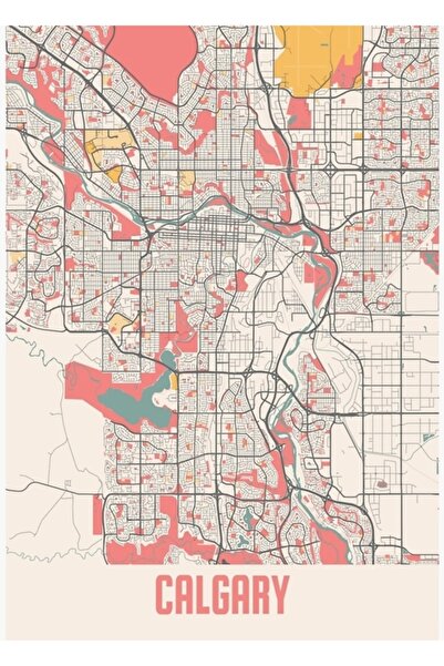 Universal Калгари, Алберта, Канада, Карта на града, Дървен плакат, Декоративен