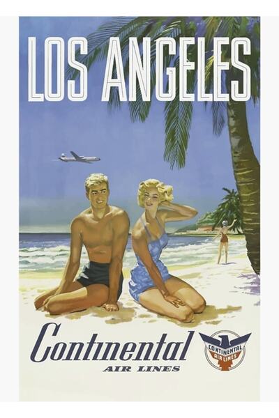 Universal Διακοσμητική ξύλινη αφίσα της αεροπορικής εταιρείας του Λος Άντζελες