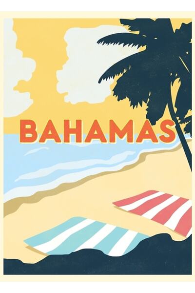 Universal Tablou de călătorie cu Bahamas, poster decorativ din lemn