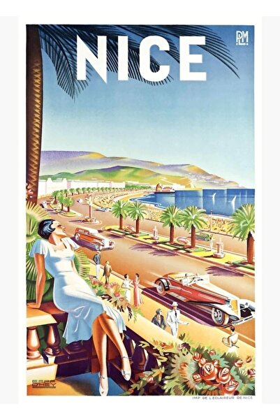 Universal 1935 Nice Franța Poster de călătorie Tablou Poster din lemn decorativ