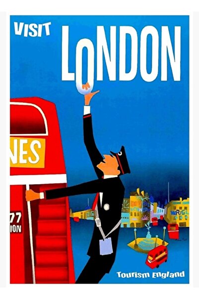 Universal Επισκεφθείτε το Λονδίνο Ταξιδιωτική Διαφήμιση Εκτύπωση Πίνακα Ξύλιν...