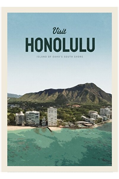 Universal Vizitați Tabloul Honolulu, Poster decorativ din lemn