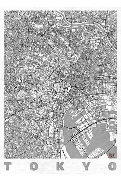 Universal Hartă Tokyo în stil grafic Poster decorativ din lemn
