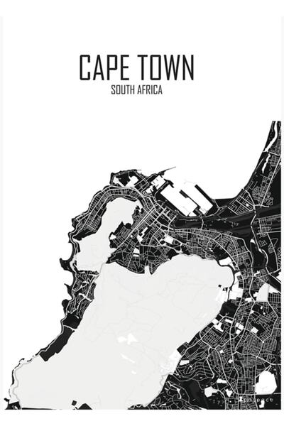 Universal Harta orașului Cape Town, tablou, poster din lemn, decorativ