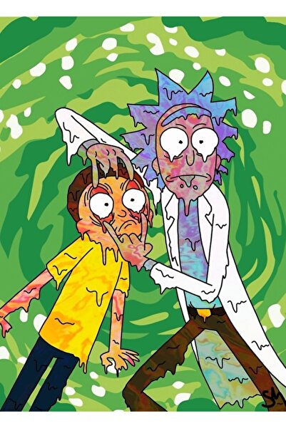 Universal Trippy Rick Ve Morty Tablo Ahşap Poster Dekoratif