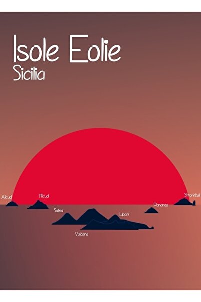 Universal Διακοσμητική Ξύλινη Αφίσα Τραπεζιού Isole Eolie