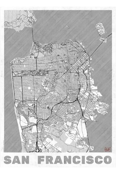 Universal Poster decorativ din lemn cu harta San Francisco