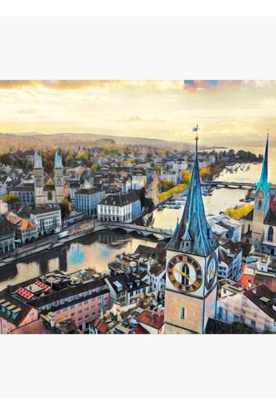 Universal Διακοσμητική Ξύλινη Αφίσα Ζυρίχης