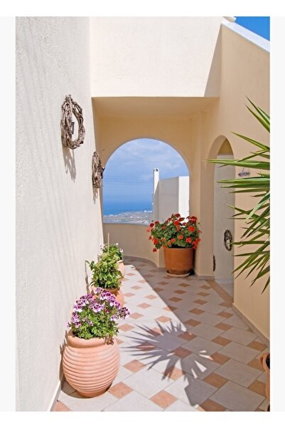 Universal Poster decorativ din lemn cu tablou pe insula Santorini