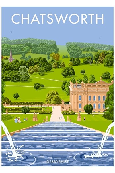 Universal Poster decorativ din lemn cu pictură de la Casa Chatsworth