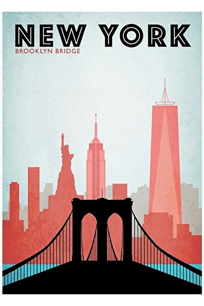 Universal Επιτραπέζια αφίσα ταξιδιού Brooklyn Bridge Ξύλινη διακοσμητική αφίσα