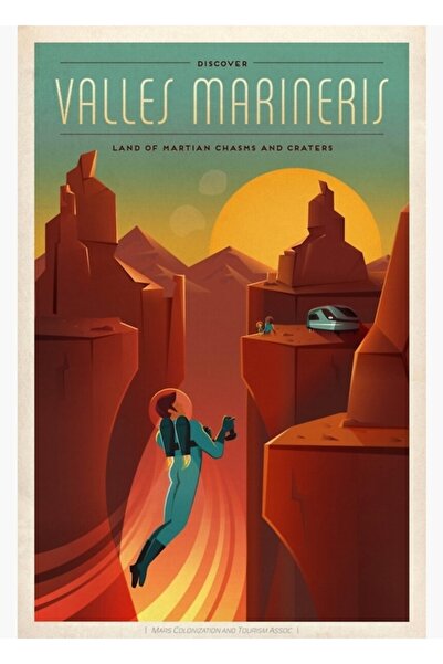 Universal Διακοσμητική ξύλινη αφίσα με τον χάρτη ταξιδιού στον Άρη της SpaceX...