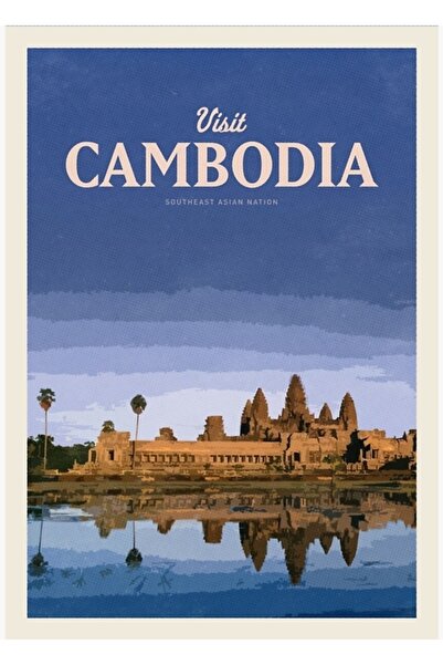 Universal Vizitați Cambodgia Tablou decorativ din lemn cu poster