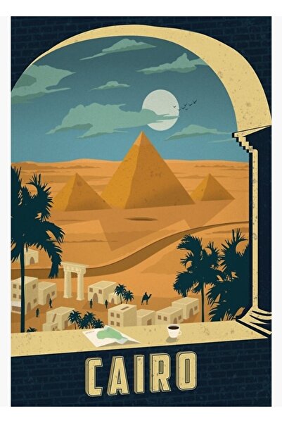 Universal Αυτοκόλλητο ταξιδιωτικού χάρτη Καΐρας Αίγυπτος, Ξύλινη διακοσμητική...