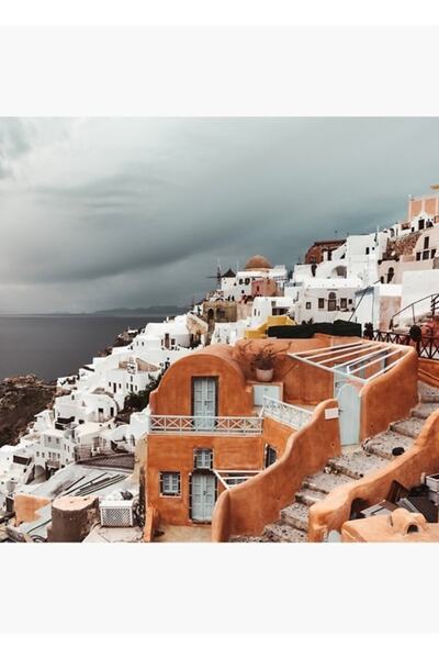 Universal Tablou peisaj Santorini Poster decorativ din lemn