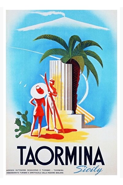 Universal Taormina Sicilia Italia Poster de călătorie Tablou Poster din lemn ...