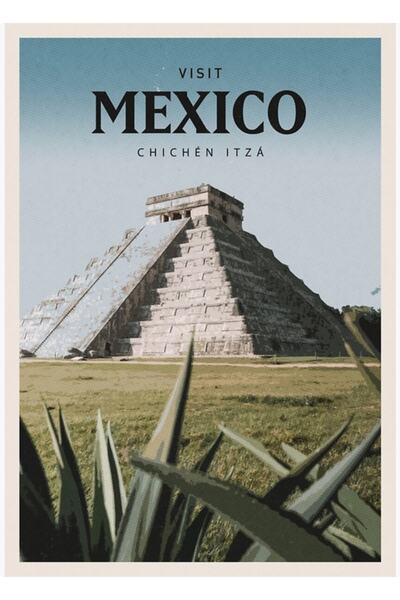 Universal Vizitați Mexic Tablou decorativ cu poster din lemn