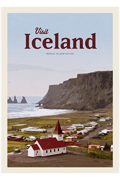 Universal Vizitați Islanda Tablo Poster decorativ din lemn