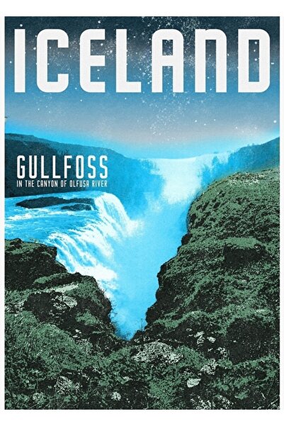 Universal Slikanje drvenog postera vodopada Gullfoss na Islandu, dekorativno