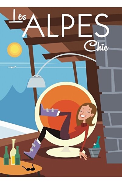 Universal Les Alpes Chic Ξύλινη Διακοσμητική Αφίσα Τέχνης