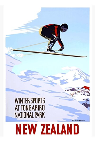 Universal Poster de călătorie pentru sporturi de iarnă din Noua Zeelandă, tab...