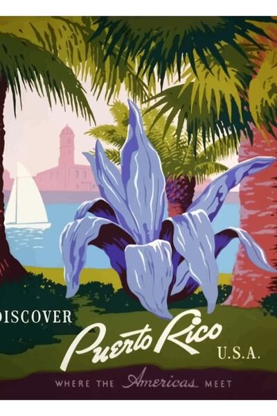 Universal Poster de călătorie Puerto Rico, tablou decorativ din lemn