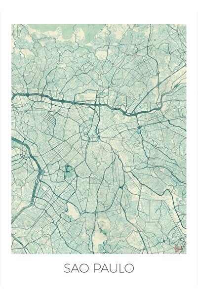 Universal Χάρτης της Σάο Πάολο Μπλε Ξύλινη Αφίσα Διακοσμητική
