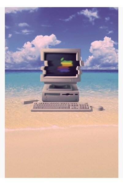 Universal Vaporwave Macintosh - Ξύλινη Αφίσα Χωρίς Κείμενο, Διακοσμητική