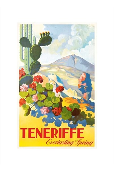 Universal 1945 Τενερίφη Αιώνια Άνοιξη Ισπανία Αφίσα ταξιδιού Ξύλινη διακοσμητ...