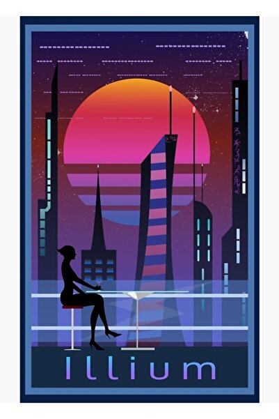 Universal Mass Effect Illium Travel Poster Fan Art Painting Ξύλινη διακοσμητι...