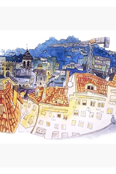 Universal Нощна гледка на Уренсе Дървен декоративен плакат