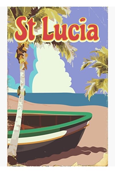 Universal St Lucia Old Beach Travel Poster Tablo Poster din lemn decorativ