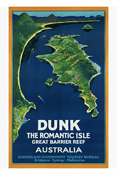 Universal Εκτύπωση αφίσας ταξιδιού στο νησί Dunk, Ξύλινη διακοσμητική αφίσα