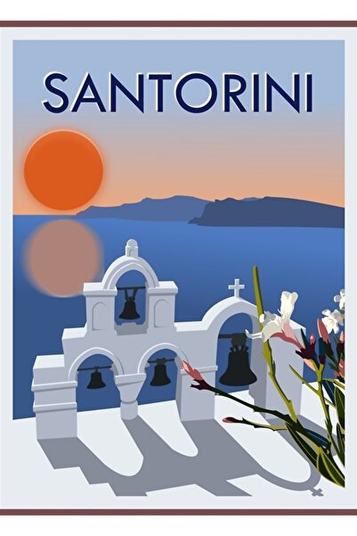 Universal Poster decorativ din lemn Santorini