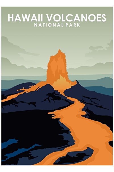Universal Επιτραπέζια ξύλινη αφίσα του Εθνικού Πάρκου των Ηφαιστείων της Χαβά...