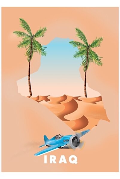 Universal Ирак Илюстриран пътен принт/картина, Дървен плакат, Декоративен