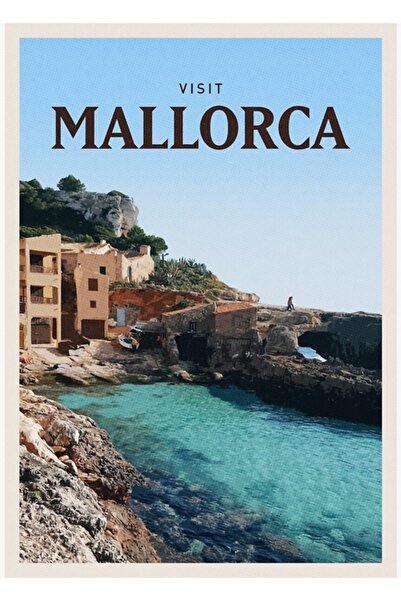 Universal Επισκεφθείτε τη Μαγιόρκα Πίνακας ζωγραφικής με ξύλινη αφίσα Διακοσμ...