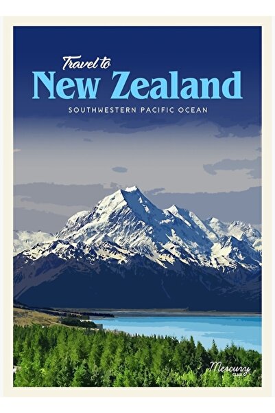 Universal Vizitați Noua Zeelandă Tablou decorativ cu poster din lemn