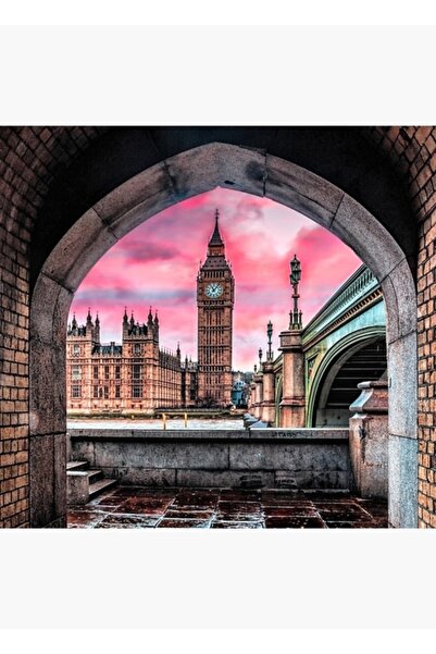 Universal Λονδίνο Μπιγκ Μπεν Ροζ Ξύλινη Αφίσα Διακοσμητική