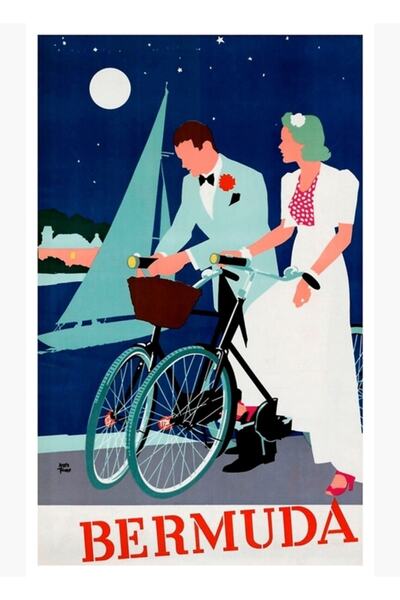 Universal Επιτραπέζια διακοσμητική αφίσα ταξιδιού Βερμούδες, Ξύλινη διακοσμητ...