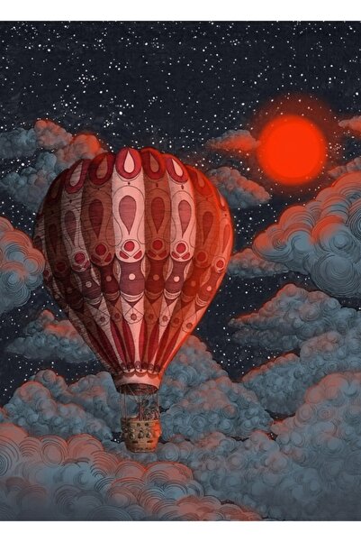 Universal Aventura te așteaptă - Poster decorativ din lemn cu balon cu aer cald