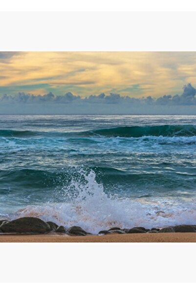 Universal Valurile oceanului albastru la răsăritul zilei Tablou Poster din le...