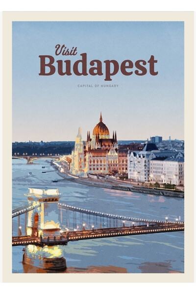 Universal Επισκεφθείτε την Ξύλινη Διακοσμητική Αφίσα Ζωγραφικής Μπουδαπέστης